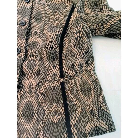 Isabella Suits Women Blazer Jacket Snike Print Belted Size 18W Brown Black - Picture 3 of 10